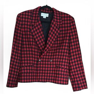 Vintage Liz Claiborne Red and Black Plaid Blazer